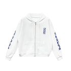 CHROME HEARTS BLUE SCROLL WHITE ZIP UP HOODIE