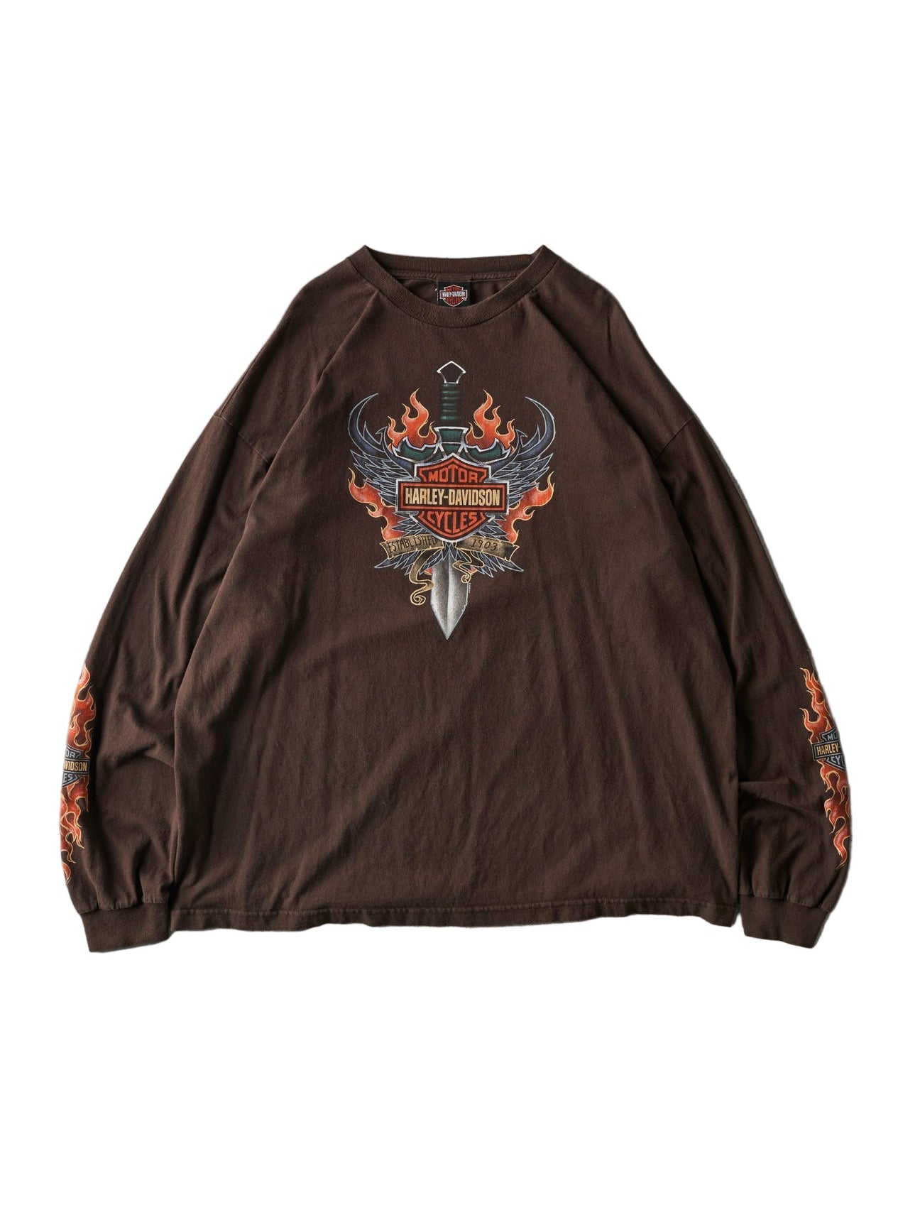 VINTAGE HARLEY DAVIDSON BROWN LONGSLEEVE