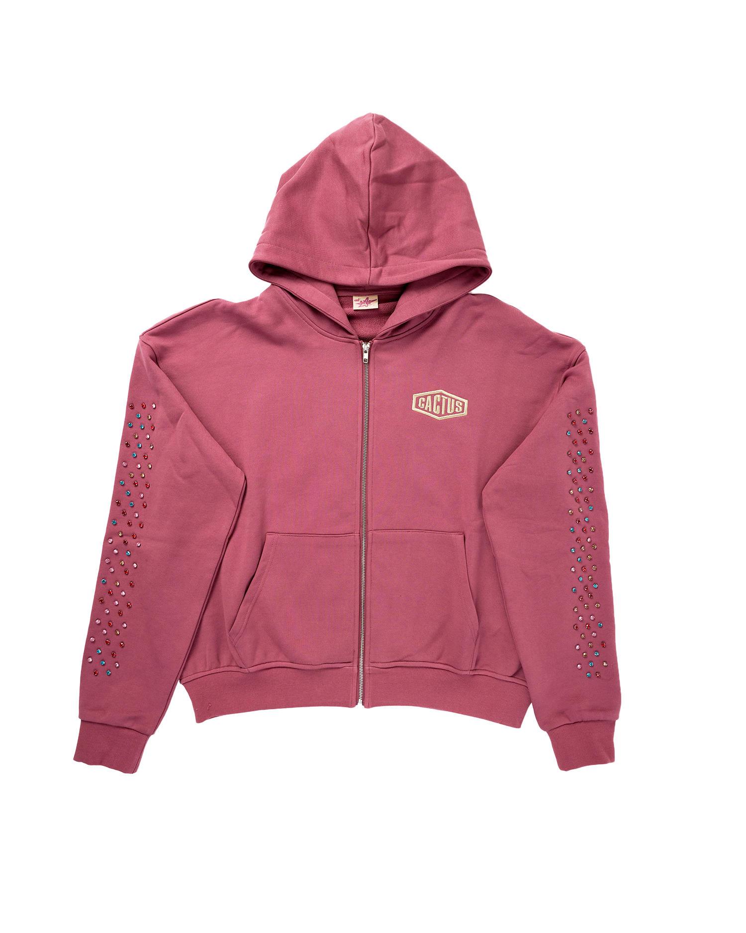 CACTUS VALLEY CRYSTAL CACTUS ZIP HOODIE RASPBERRY