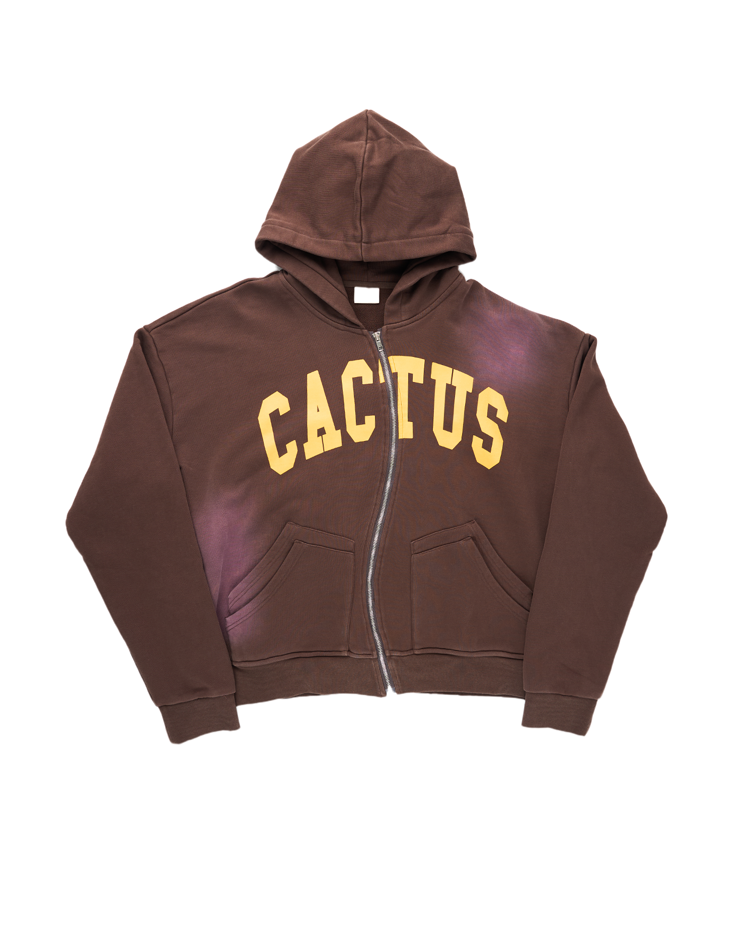 CACTUS VALLEY CROOKED CACTUS ZIP UP HOODIE BROWN