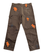 CHROME HEARTS BROWN ORANGE CROSS CARPENTER PANTS