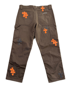 CHROME HEARTS BROWN ORANGE CROSS CARPENTER PANTS