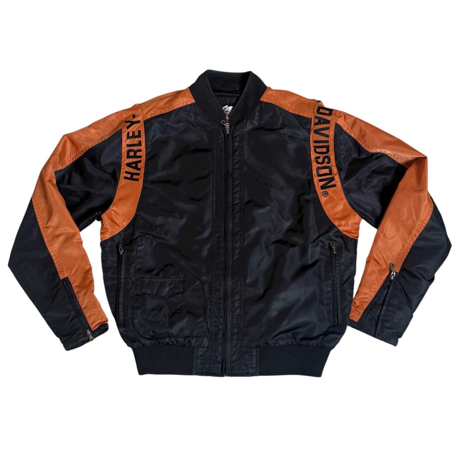 HARLEY DAVIDSON BLACK ORANGE BOMBER JACKET