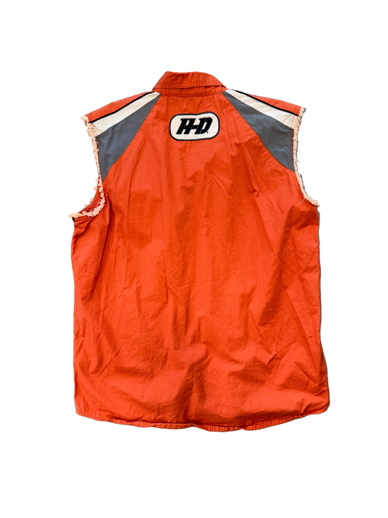 HARLEY DAVDISON CUTOFF SHIRT VEST BUTTON UP