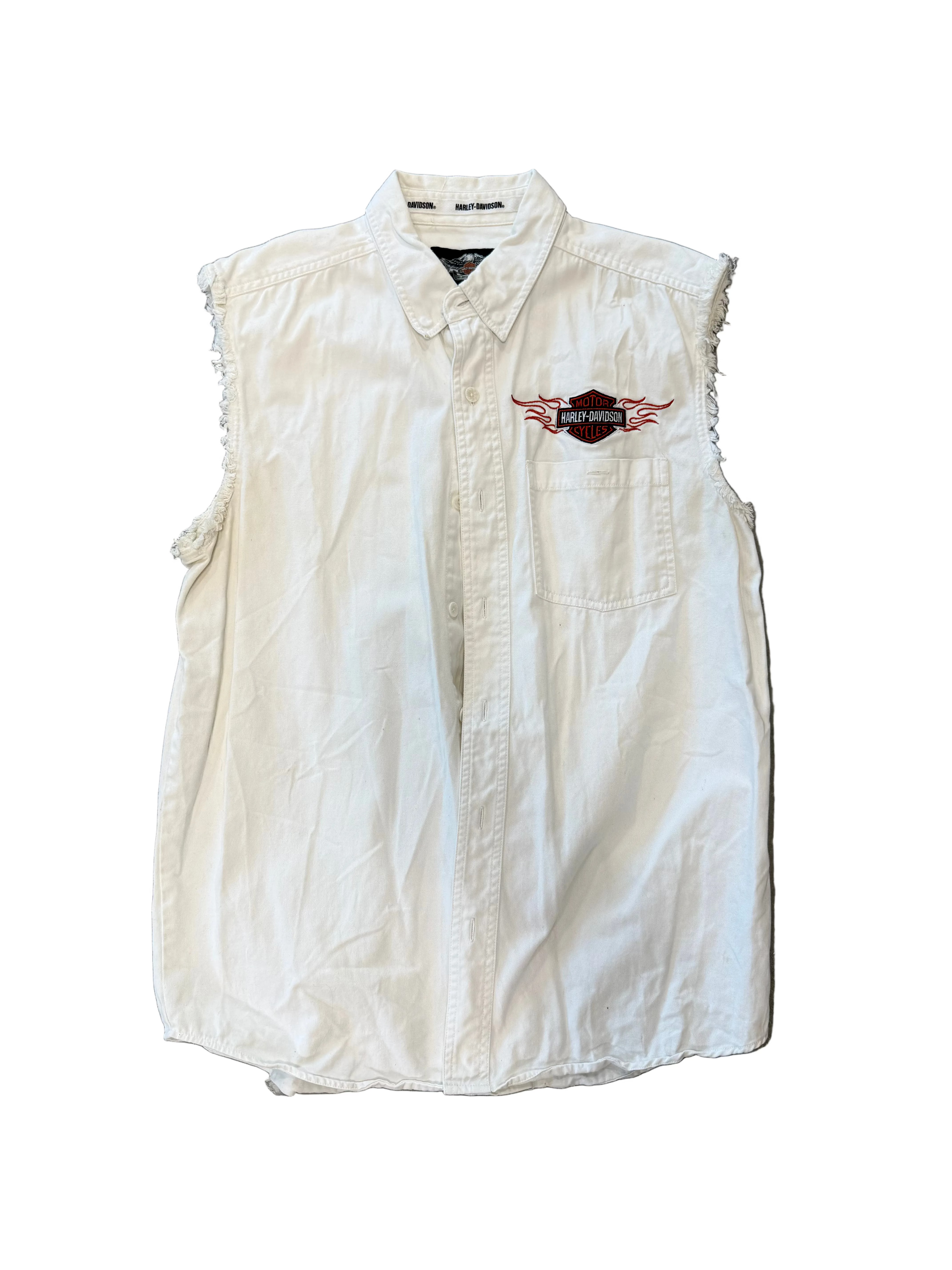 VINTAGE HARLEY DAVIDSON BIKER VEST CUTOFF