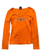 VINTAGE HARLEY DAVIDSON WOMENS LONGSLEEVE VNECK