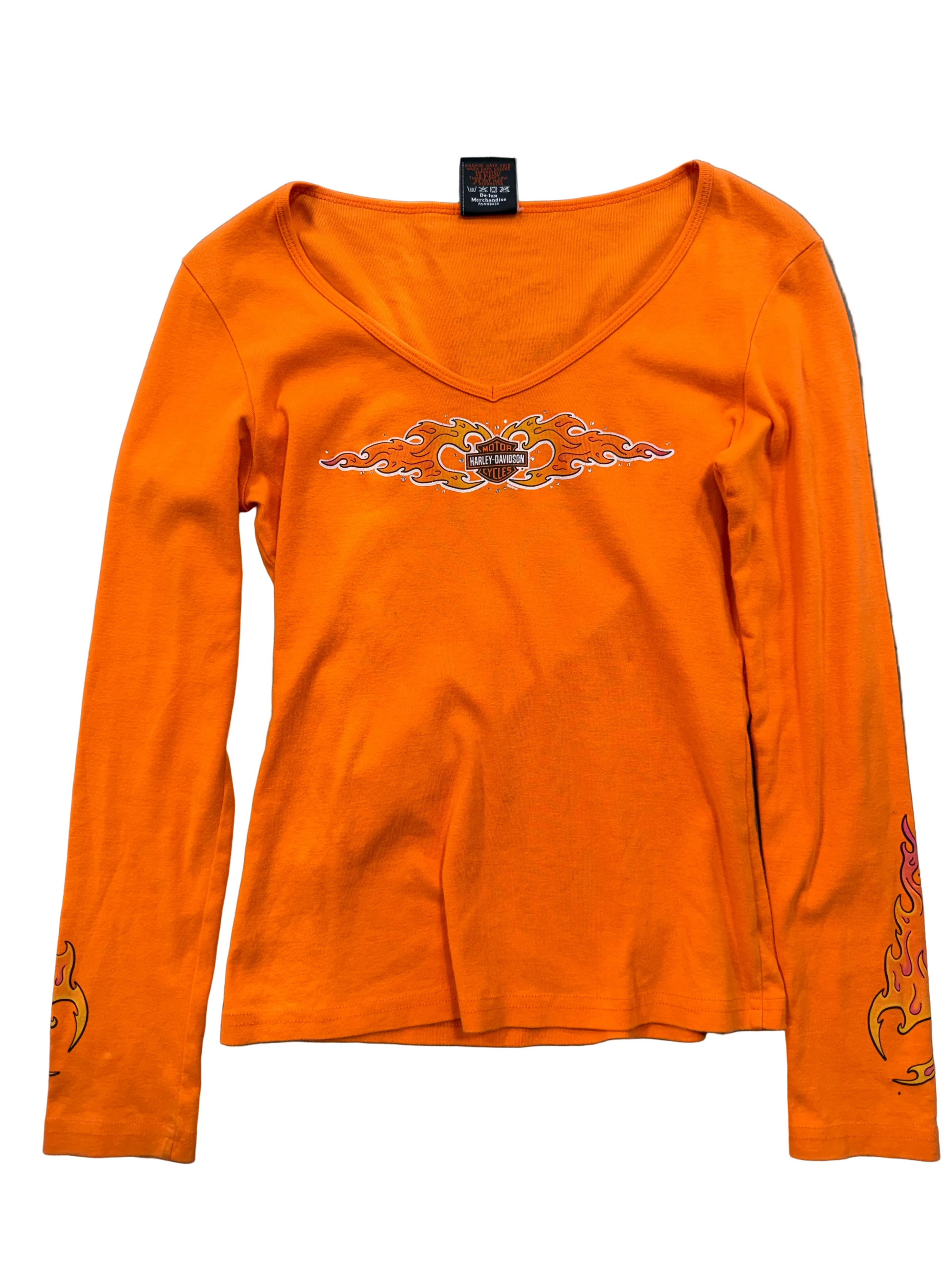 VINTAGE HARLEY DAVIDSON WOMENS LONGSLEEVE VNECK