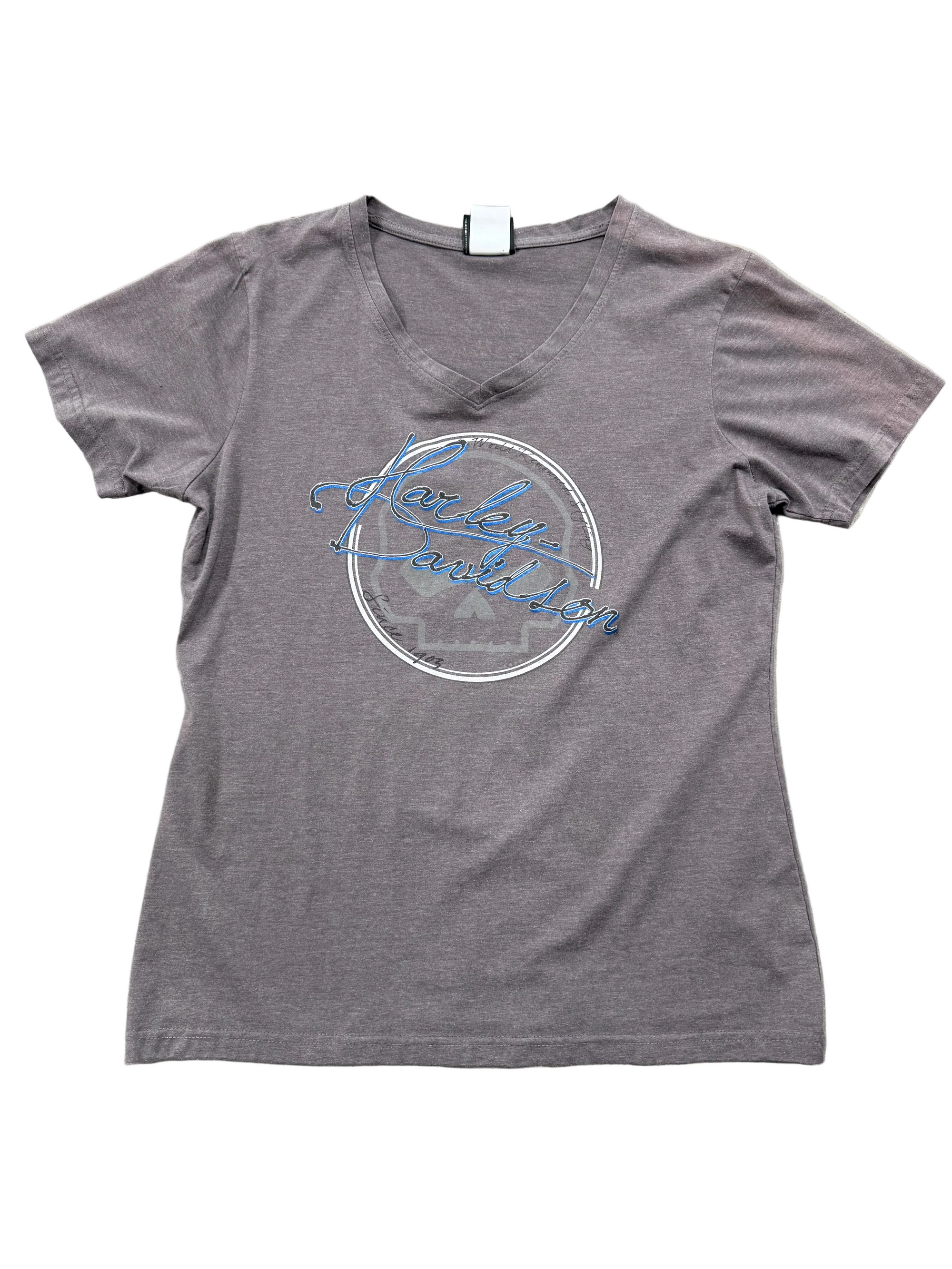 VINTAGE HARLEY DAVIDSON WOMENS GREY VNECK TEE