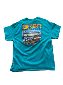 VINTAGE HARLEY DAVIDSON ROCK CITY TEAL TEE