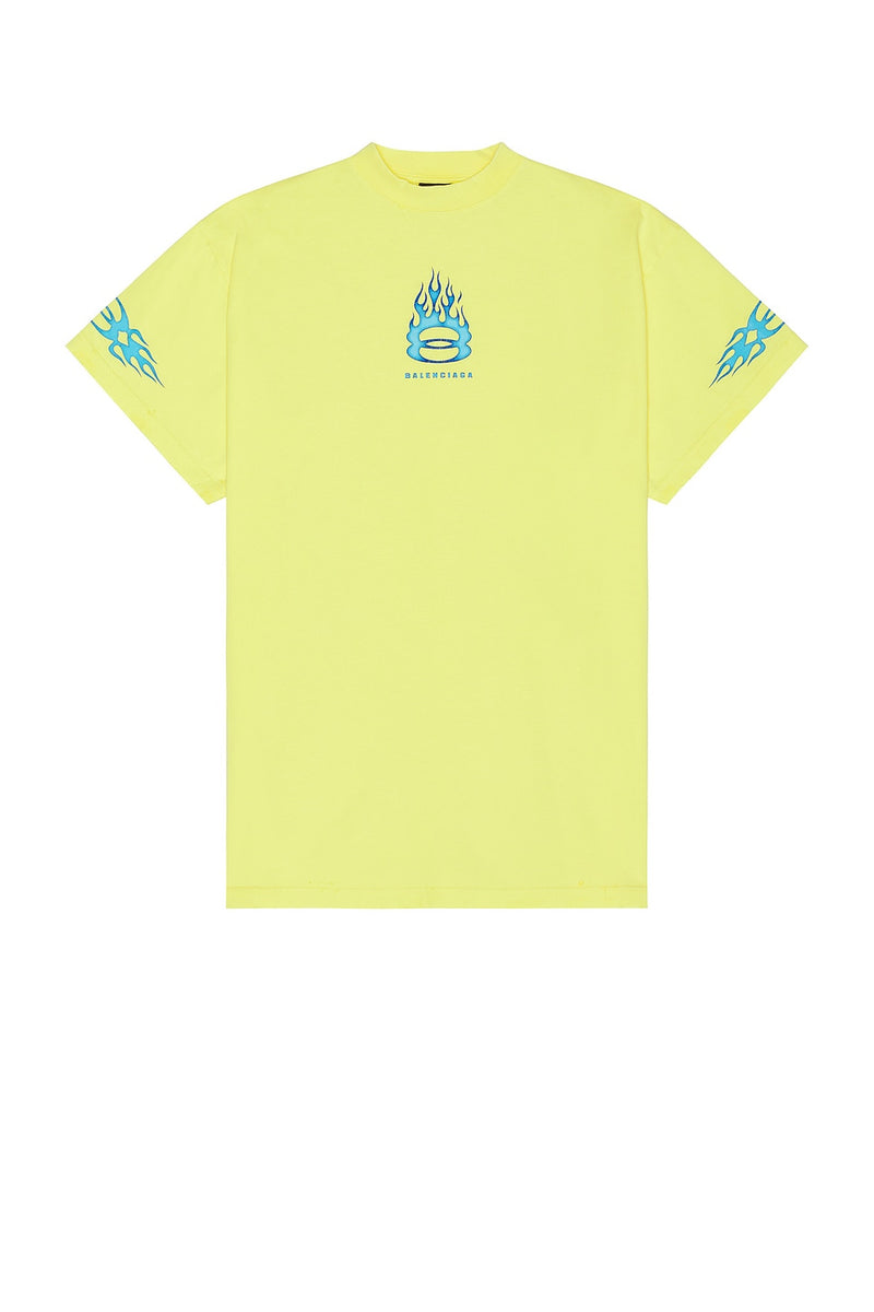 BALENCIAGA YELLOW BURNING UNITY OVERSIZED TEE