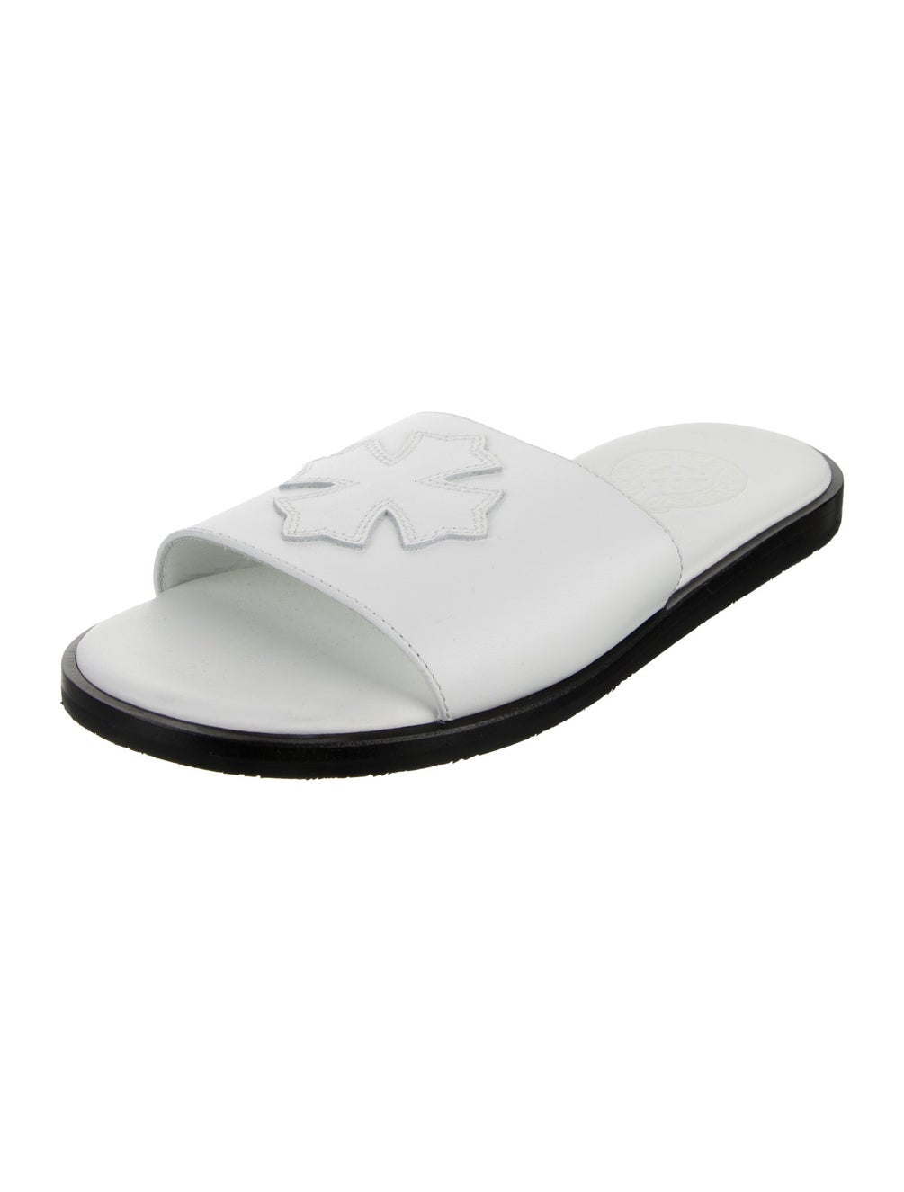 CHROME HEARTS WHITE LEATHER SLIDES