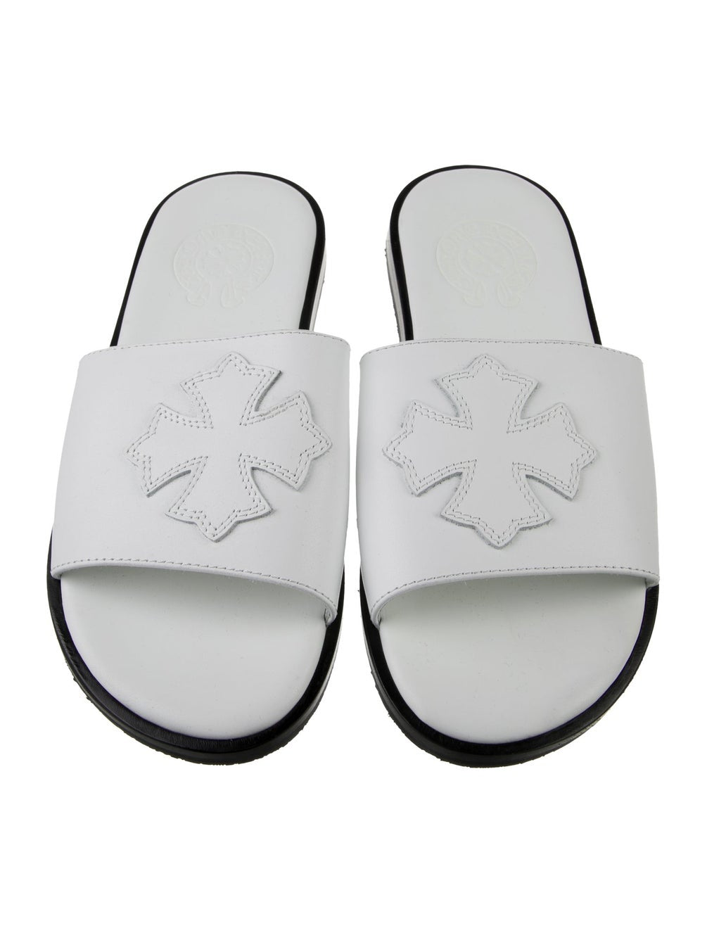 CHROME HEARTS WHITE LEATHER SLIDES