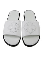 CHROME HEARTS WHITE LEATHER SLIDES