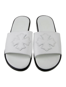 CHROME HEARTS WHITE LEATHER SLIDES
