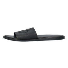 CHROME HEARTS BLACK LEATHER SLIDES