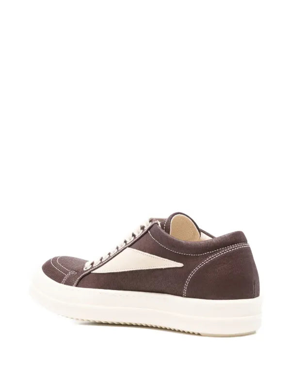 RICK OWENS DRKSHDW PANELLED LEATHER SNEAKERS BROWN