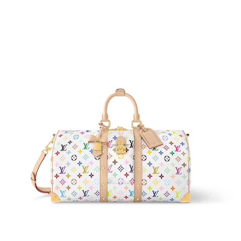 LOUIS VUITTON X MURAKAMI KEEPALL BANDOULIÈRE 45 WHITE MONOGRAM BAG