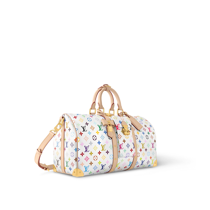 LOUIS VUITTON X MURAKAMI KEEPALL BANDOULIÈRE 45 WHITE MONOGRAM BAG