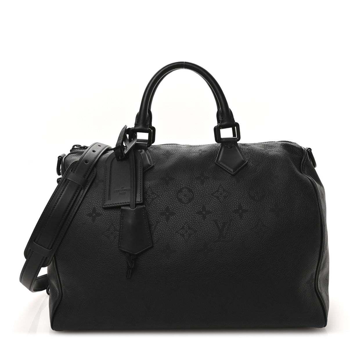 LOUIS VUITTON TAURILLON LEATHER GEORGES GM BLACK BAG