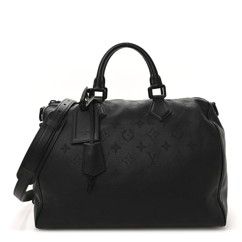 LOUIS VUITTON TAURILLON LEATHER GEORGES GM BLACK BAG