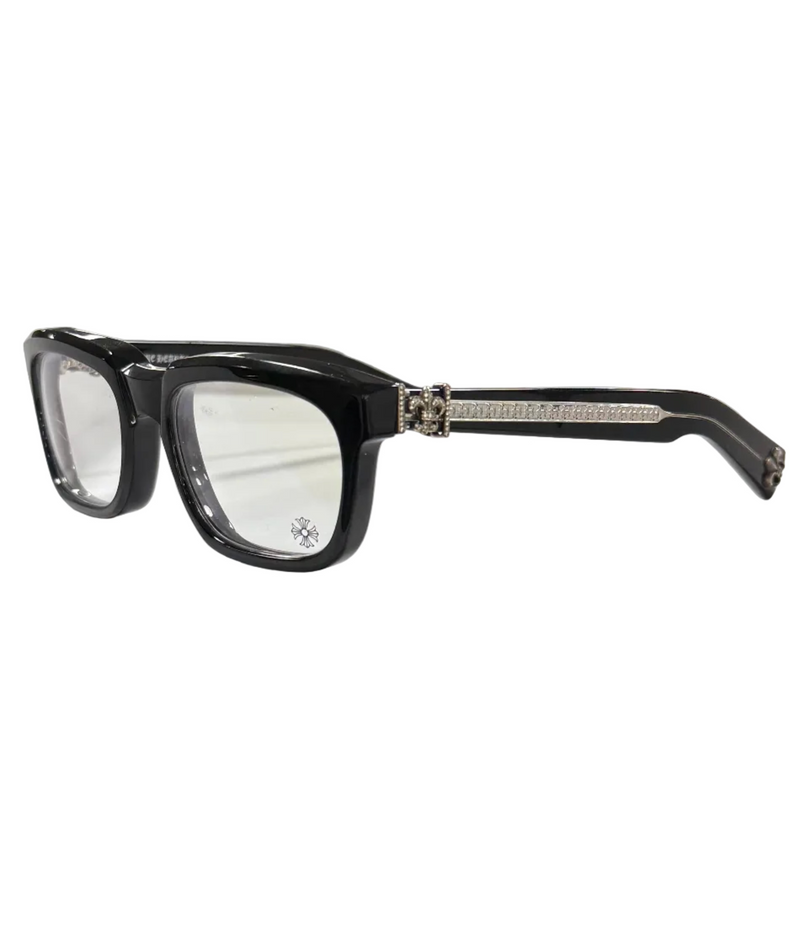 CHROME HEARTS DIAMOND EMBELLISHED SEE YOU IN TEA BLACK/SILVER GLASSES