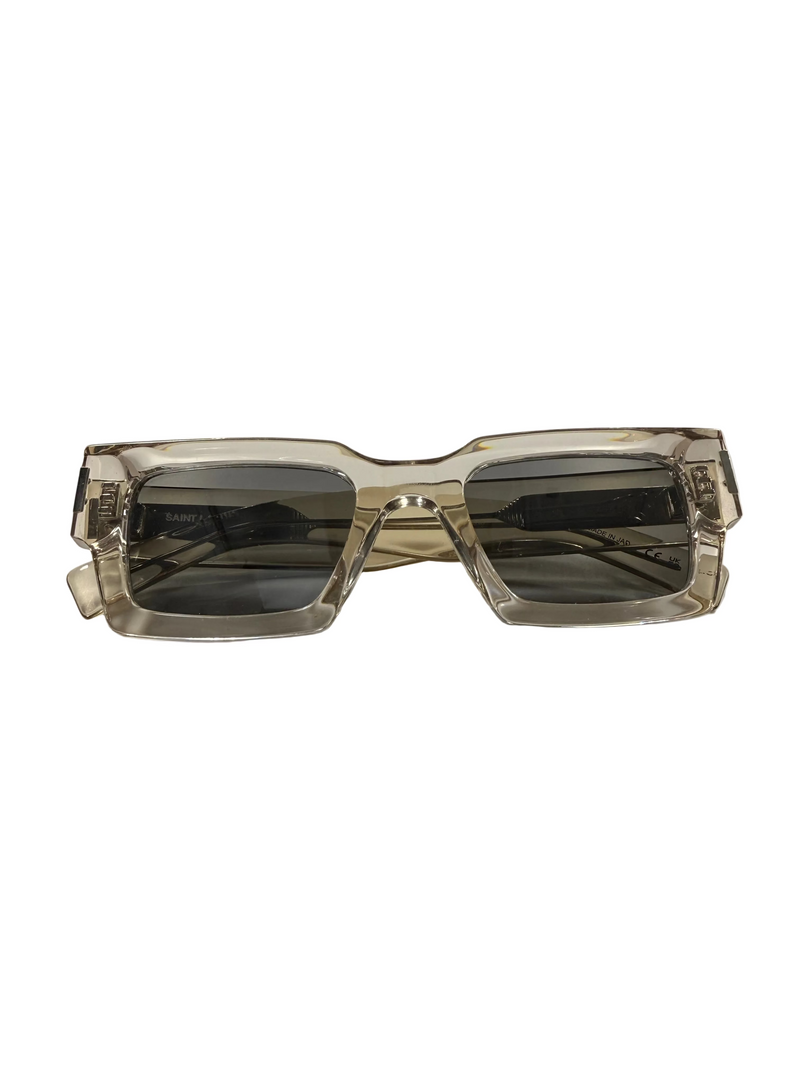 SAINT LAURENT SQUARE FRAME CLEAR SUNGLASSES