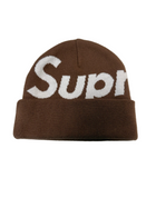SUPREME BIG LOGO BROWN BEANIE