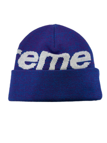 SUPREME BIG LOGO BLUE STATIC BEANIE