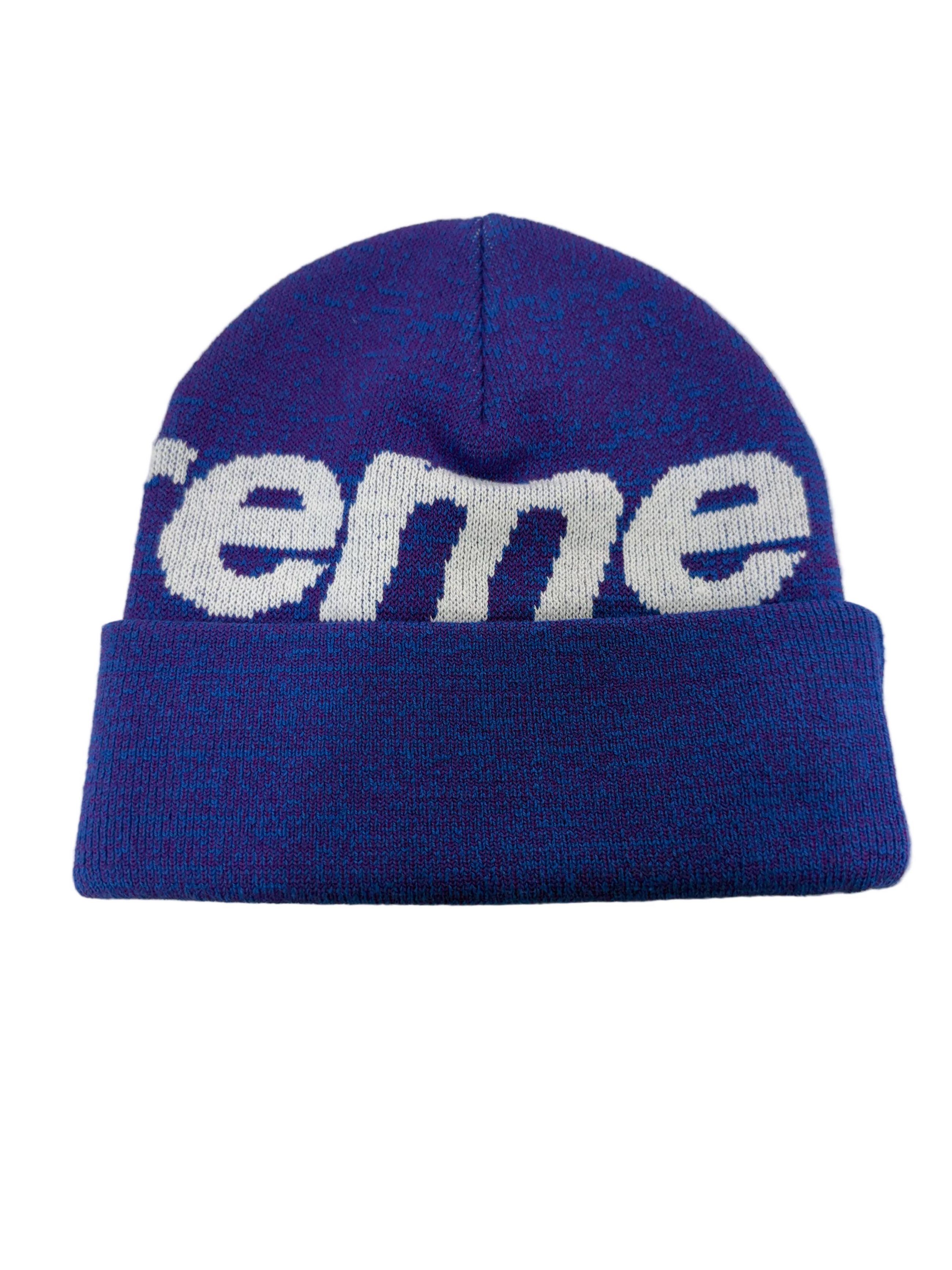 SUPREME BIG LOGO BLUE STATIC BEANIE