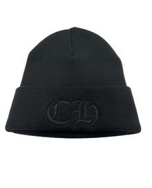CHROME HEARTS CH EMBROIDERED LOGO BLACK BEANIE