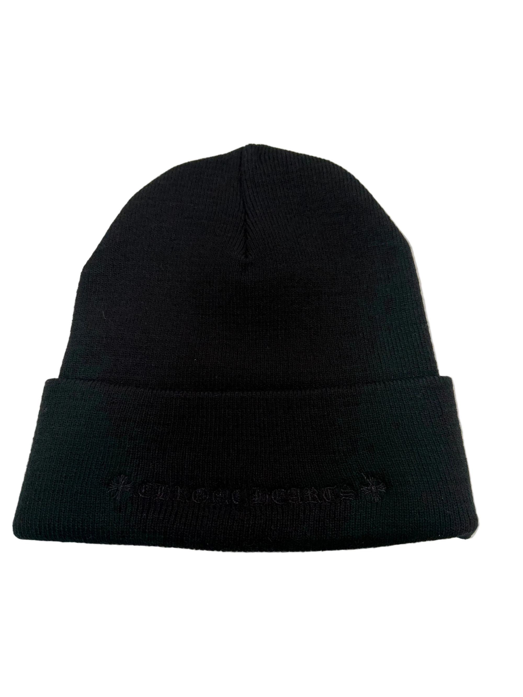 CHROME HEARTS CH EMBROIDERED LOGO BLACK BEANIE