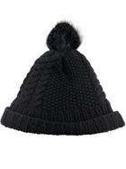 CHROME HEARTS CROSS PATCH FUR POM POM BLACK BEANIE