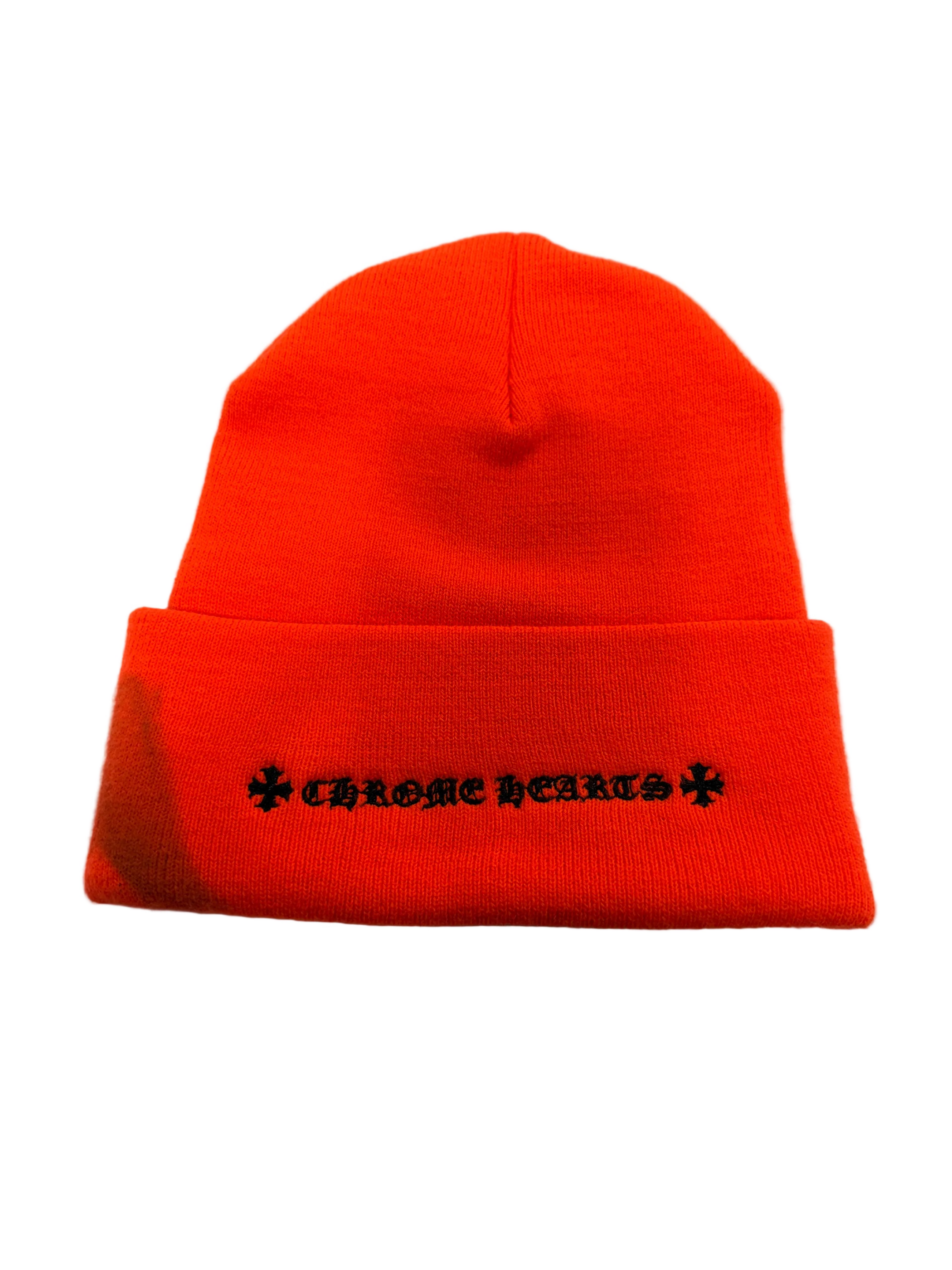 CHROME HEARTS CH EMBROIDERED LOGO ORANGE BEANIE
