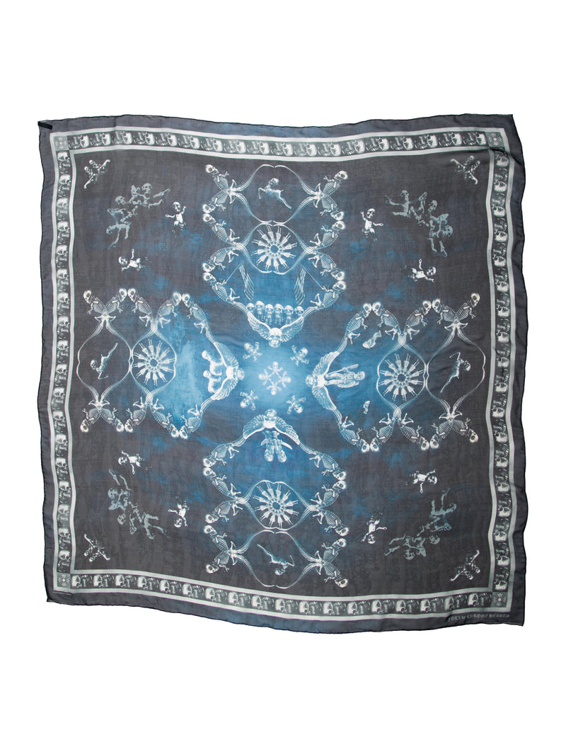 CHROME HEARTS FOTI BLUE SILK SCARF