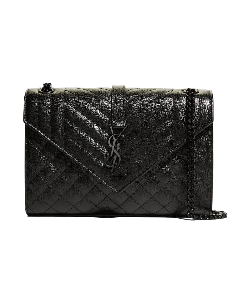 SAINT LAURENT ENVELOPE TRIQUILT MEDIUM YSL LEATHER SHOULDER BAG