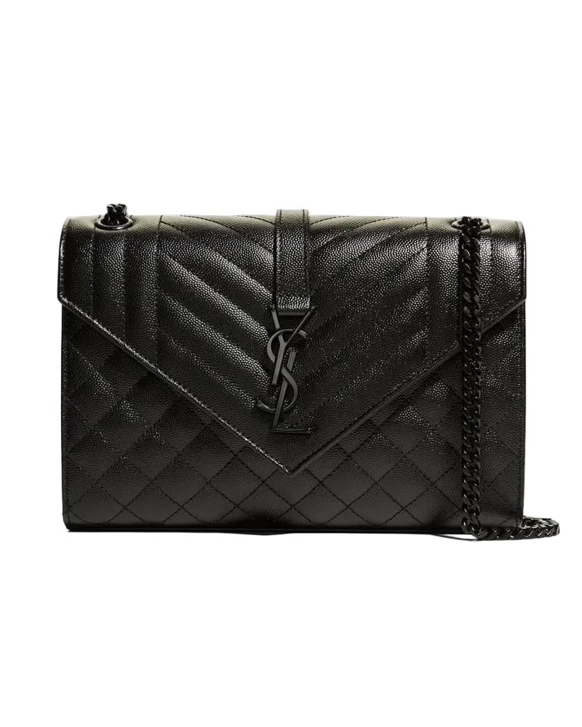 SAINT LAURENT ENVELOPE TRIQUILT MEDIUM YSL LEATHER SHOULDER BAG
