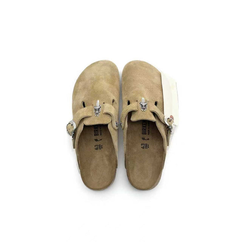 CHROME HEARTS BIRKENSTOCK BOSTON SUEDE SANDALS