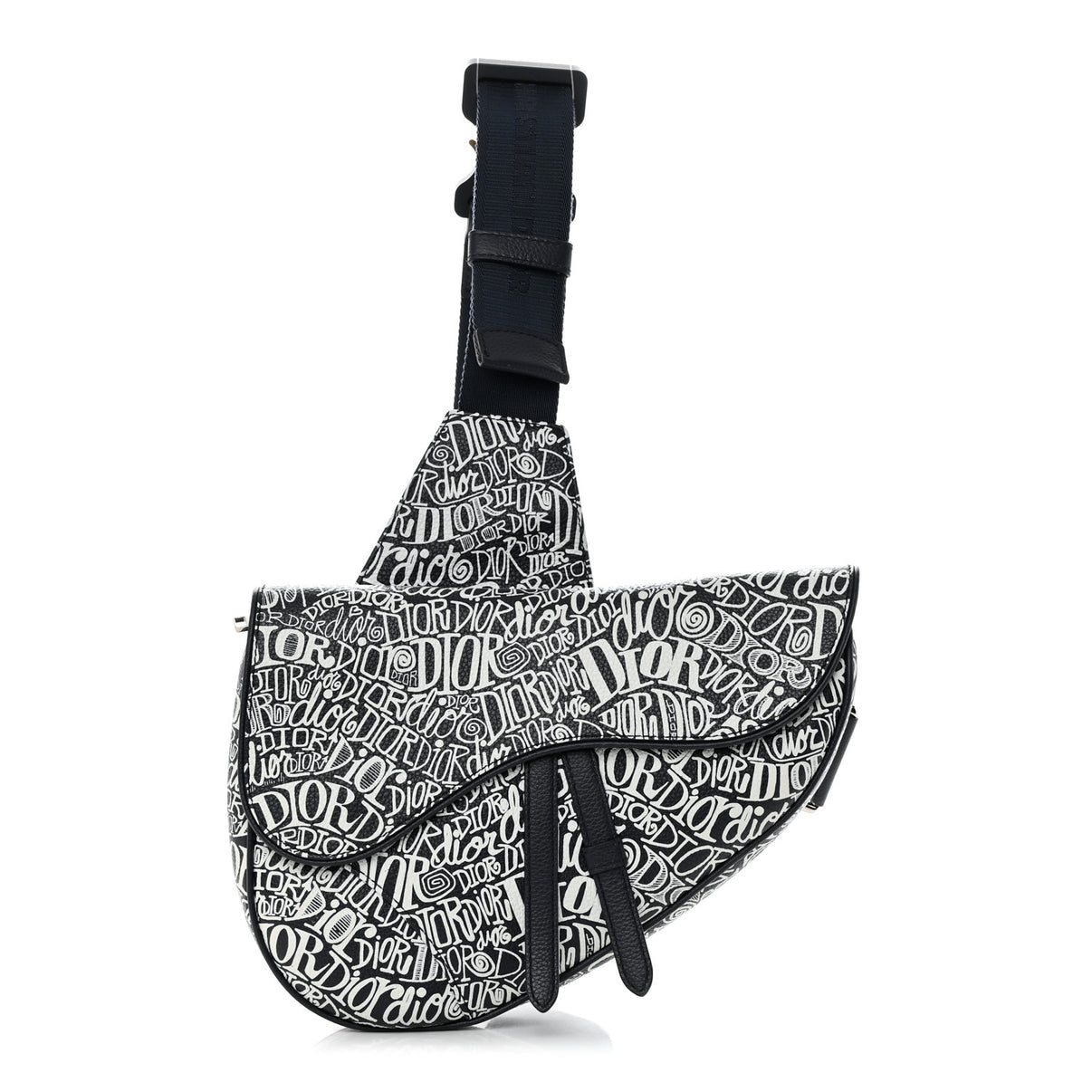 DIOR X SHAWN STUSSY GRAINED CALFSKIN CROSSBODY SADDLEBAG
