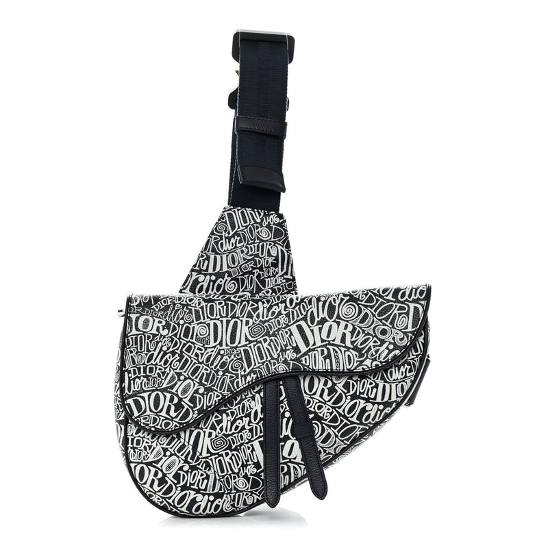 DIOR X SHAWN STUSSY GRAINED CALFSKIN CROSSBODY SADDLEBAG