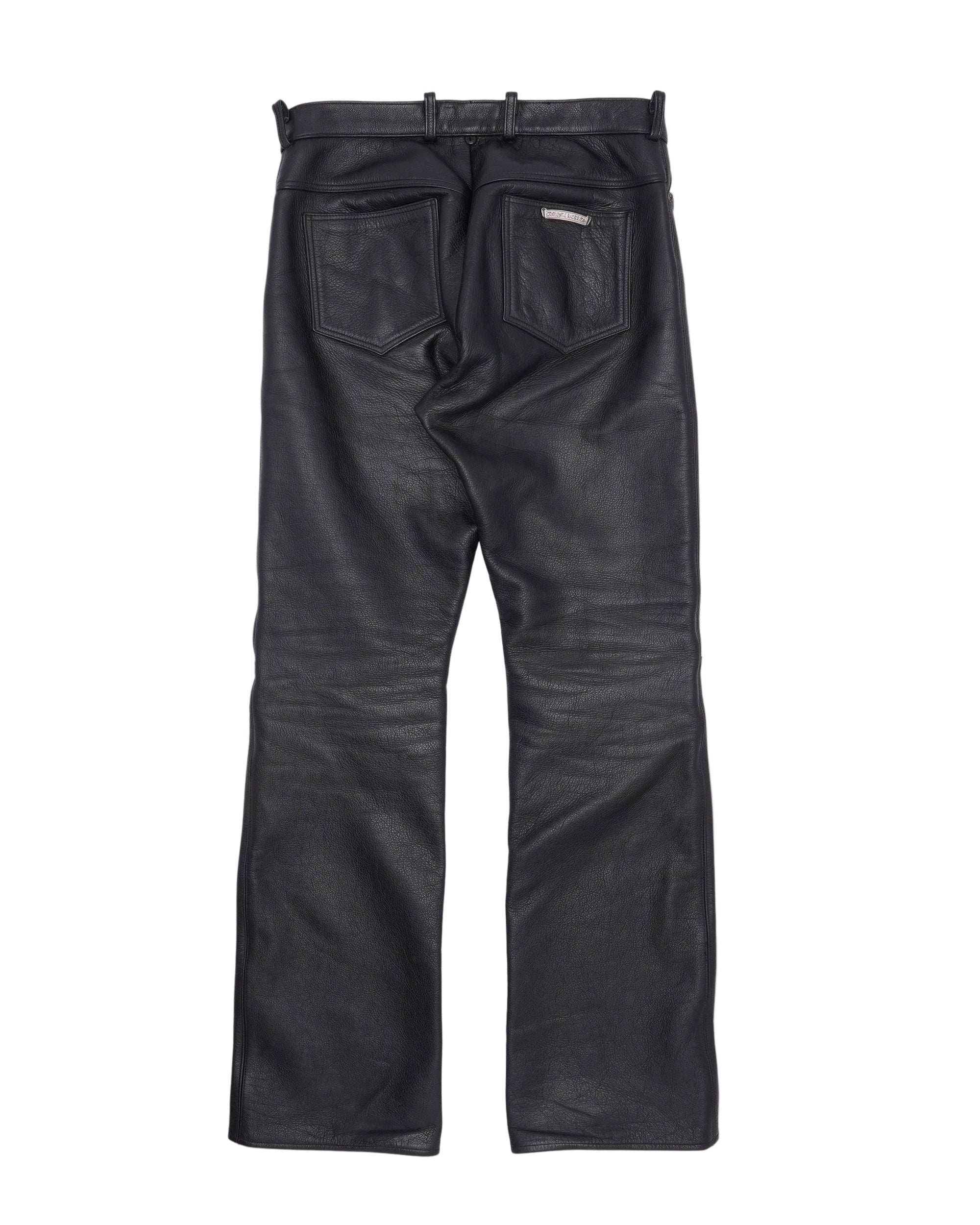 CHROME HEARTS LEATHER FLEUR KNEE PANTS