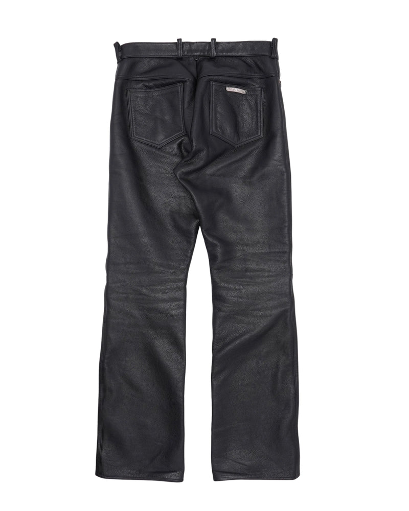 CHROME HEARTS LEATHER FLEUR KNEE PANTS