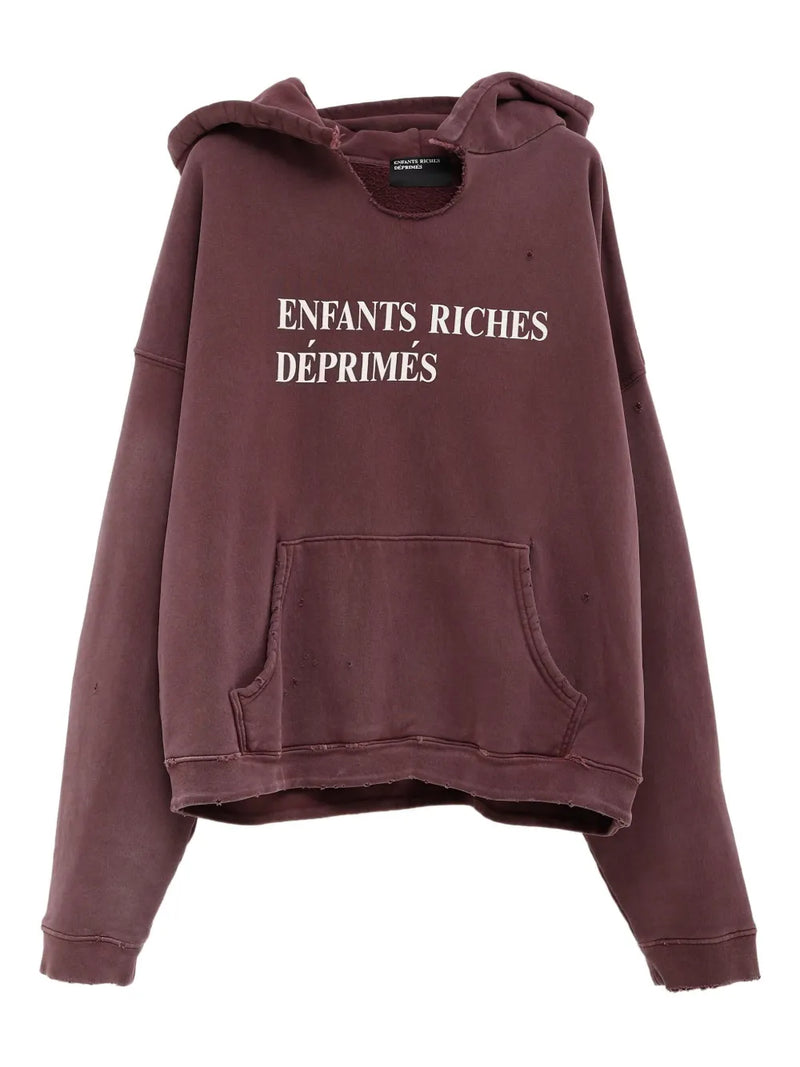 ENFANTS RICHES DÉPRIMÉS LOGO PRINT DISTRESSED HOODIE