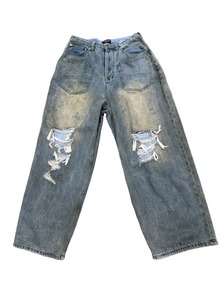 BALENCIAGA REVERSE DISTRESSED BAGGY DENIM