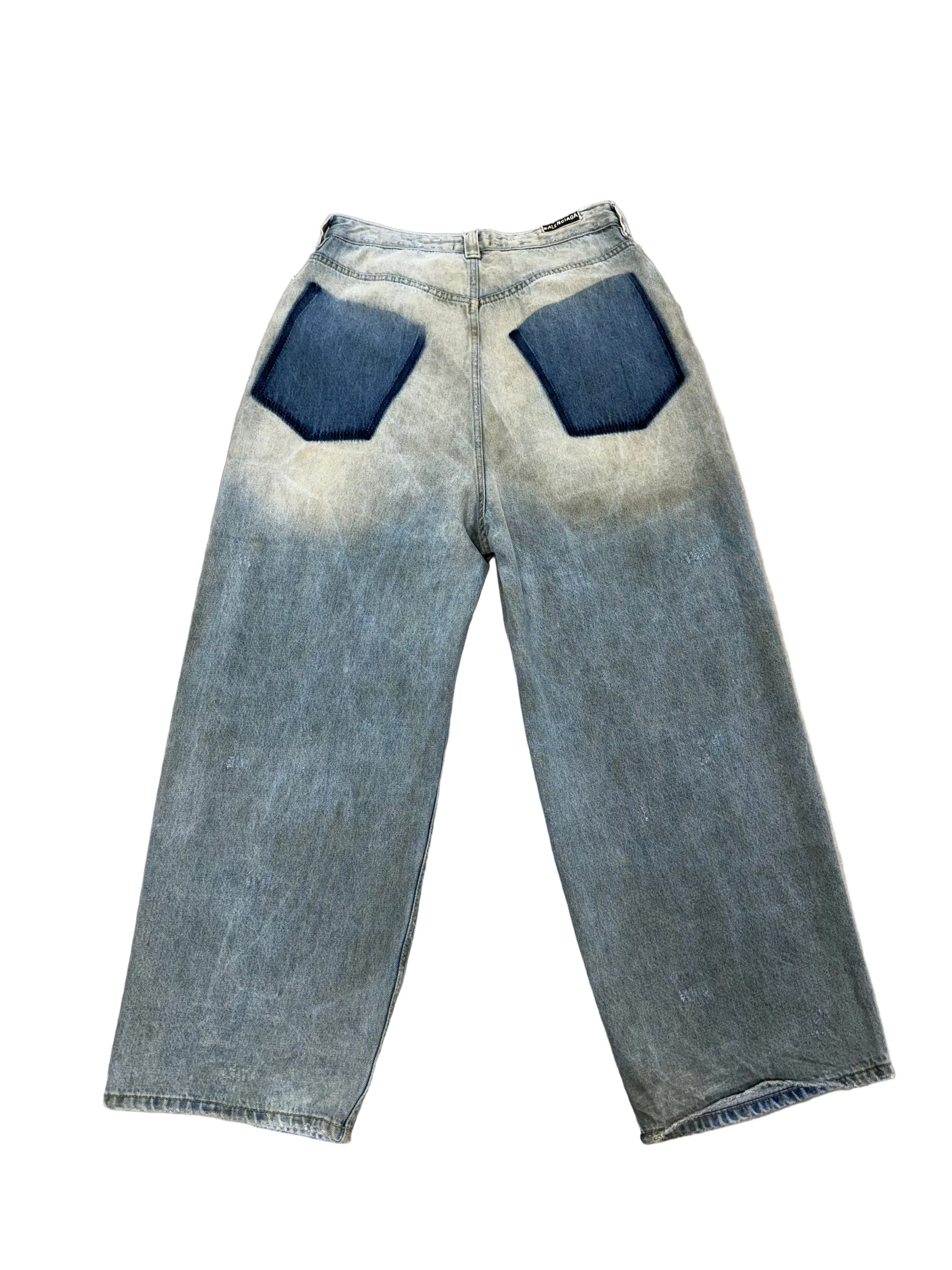 BALENCIAGA REVERSE DISTRESSED BAGGY DENIM