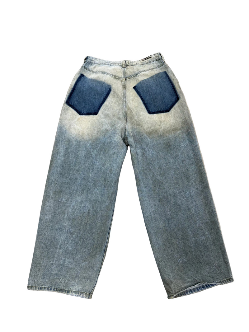 BALENCIAGA REVERSE DISTRESSED BAGGY DENIM