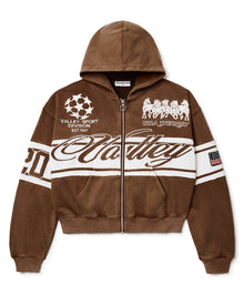 VALE FOREVER CURSIVE ZIP UP HOODIE BROWN
