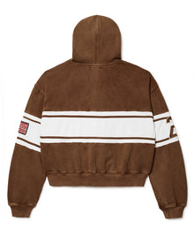VALE FOREVER CURSIVE ZIP UP HOODIE BROWN