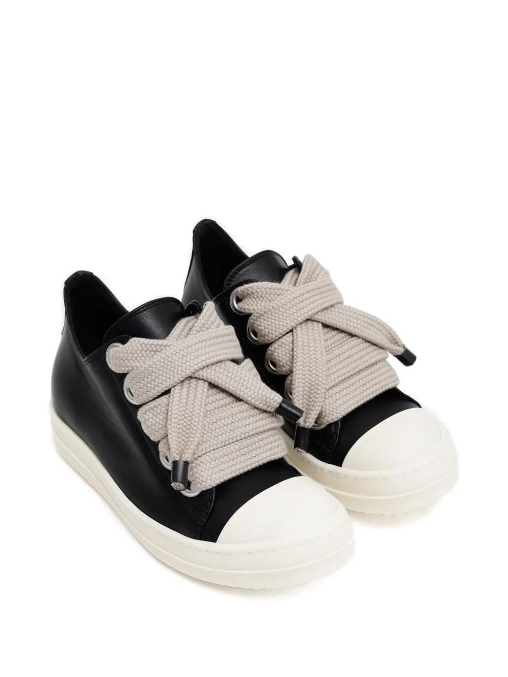 RICK OWENS LEATHER JUMBO LACE LOW SNEAKERS