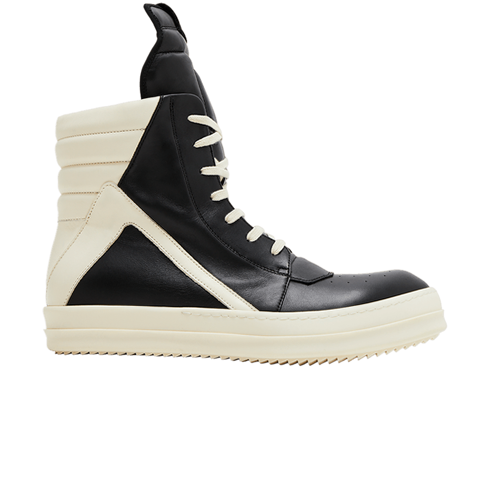 RICK OWENS GEOBASKET BLACK MILK SHOES