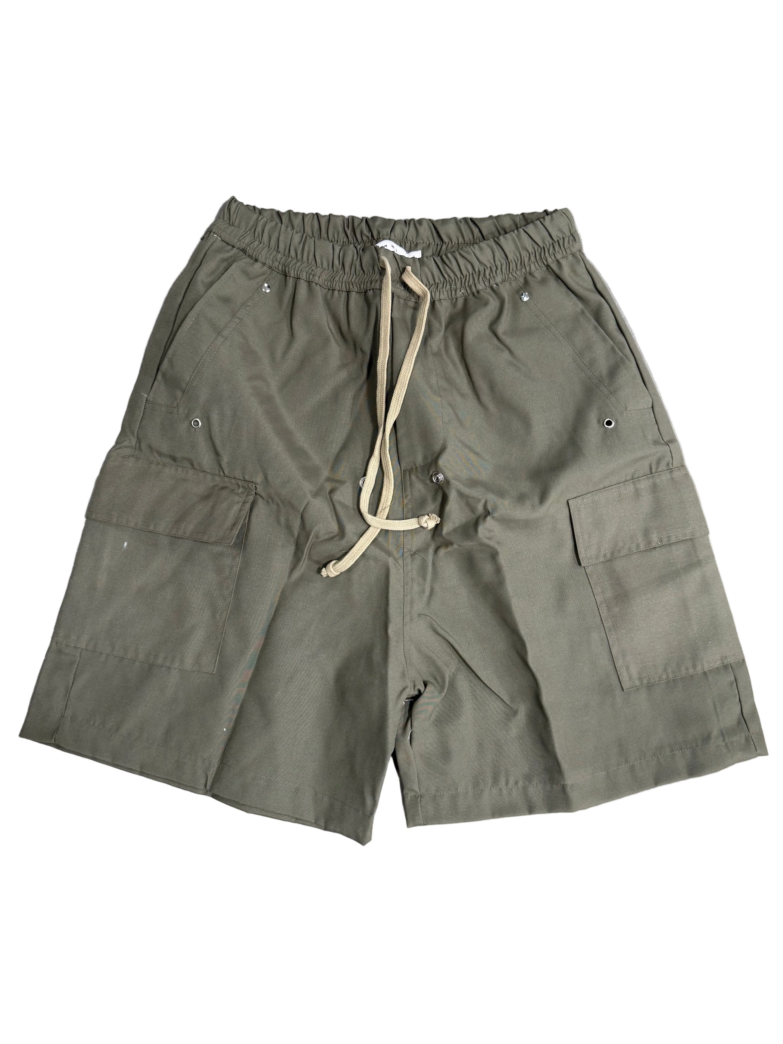 MNML RAVE OLIVE DOUBLE CARGO SHORTS